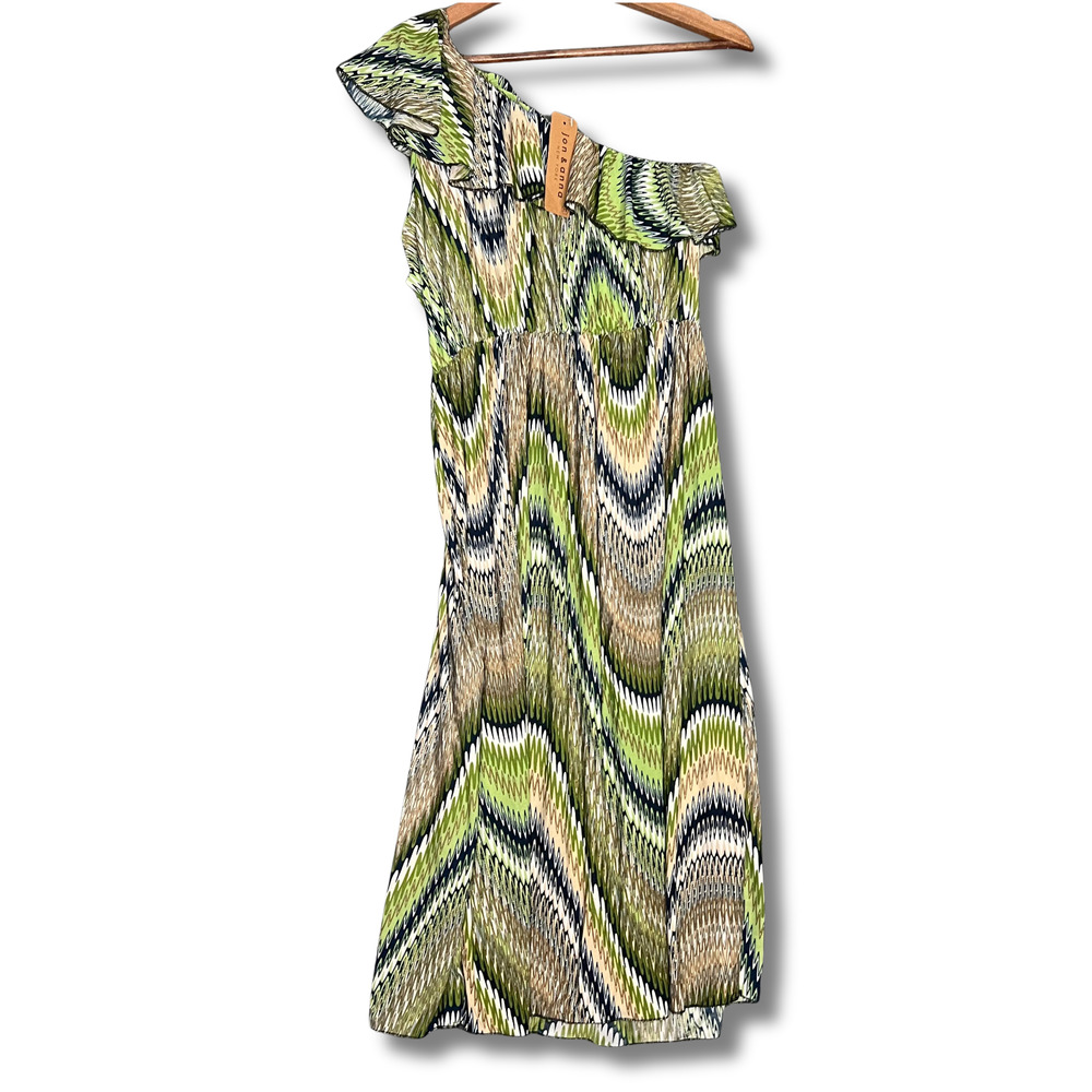 Jon & Anna Green Chevron Maxi Dress Sleeveless Stretch Summer Womens NWT 1X